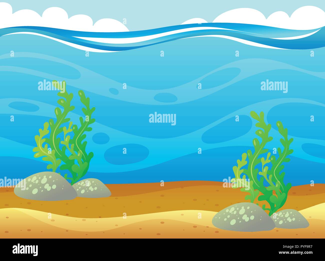 Ocean scene with seaweed underwater illustration Stock Vector Image ...