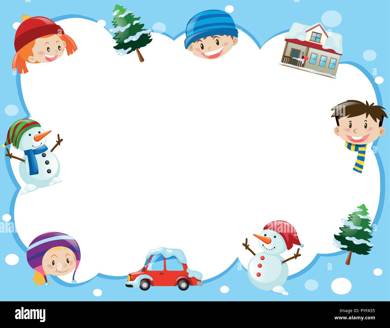 Border template with kids in winter time illustration Stock Vector Image &  Art - Alamy