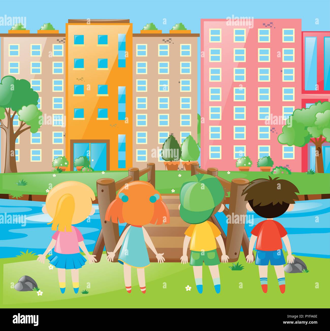 Kids standing in the park illustration Stock Vector Image & Art - Alamy