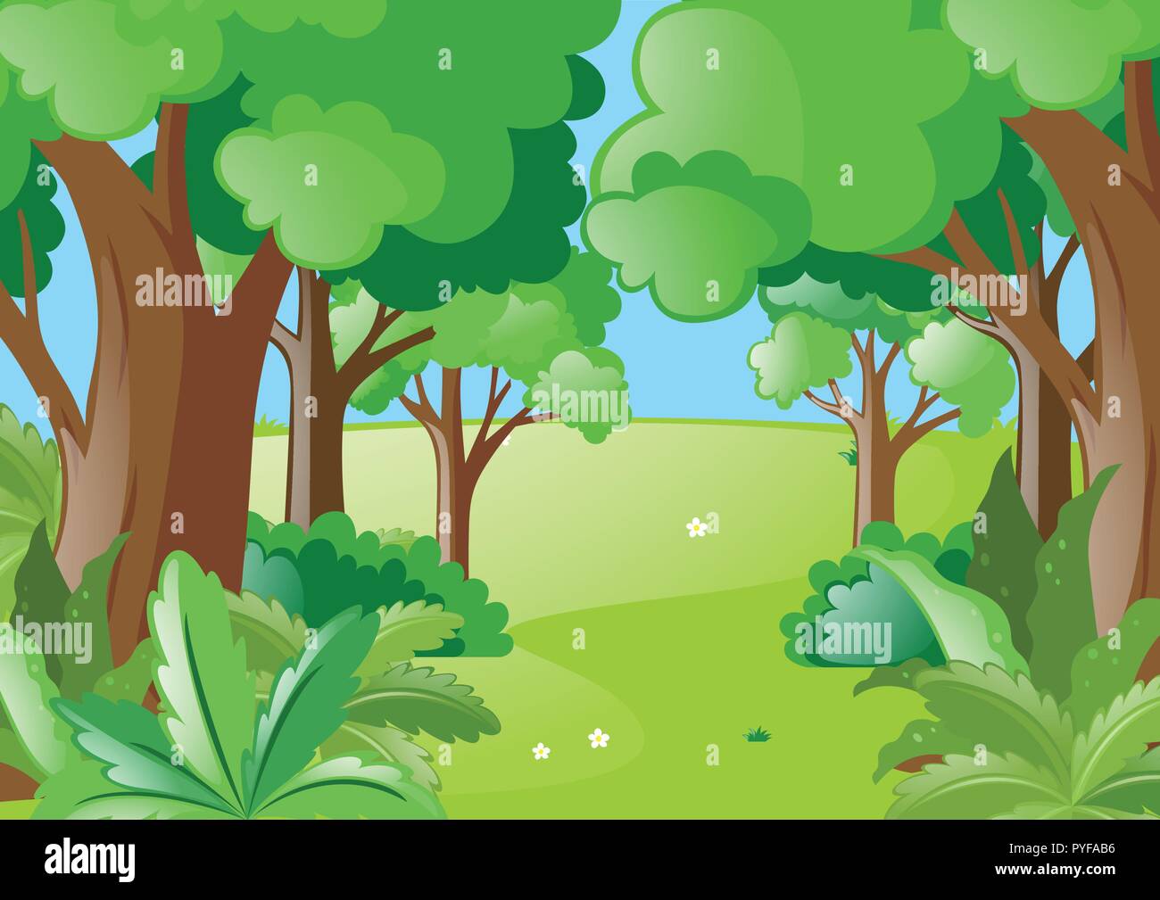 Nature scene with green forest illustration Stock Vector Image & Art ...