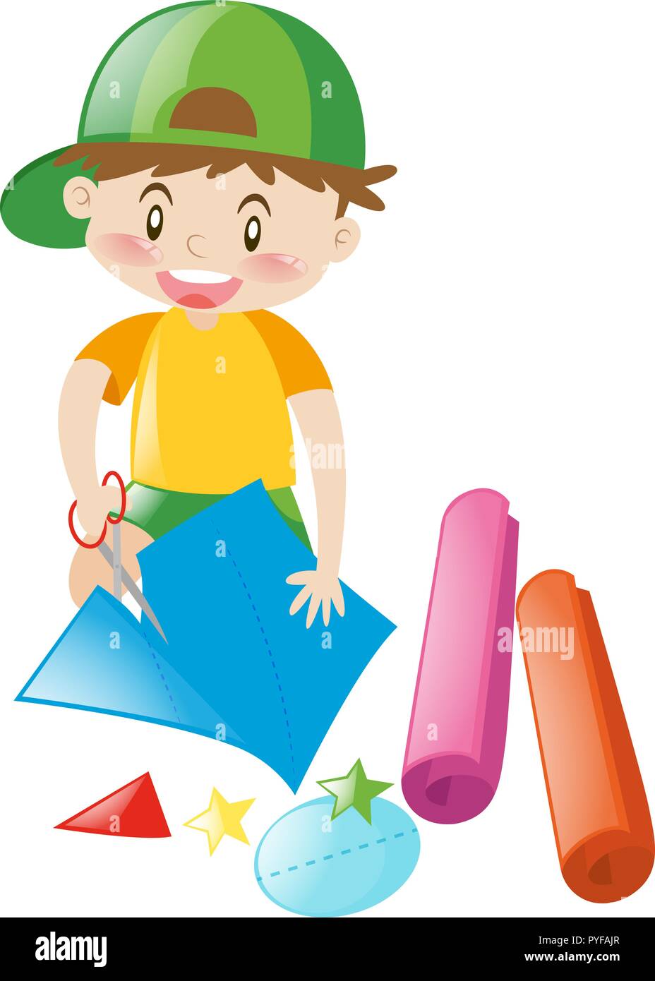 Boy cutting drawing scissors hires stock photography and images Alamy