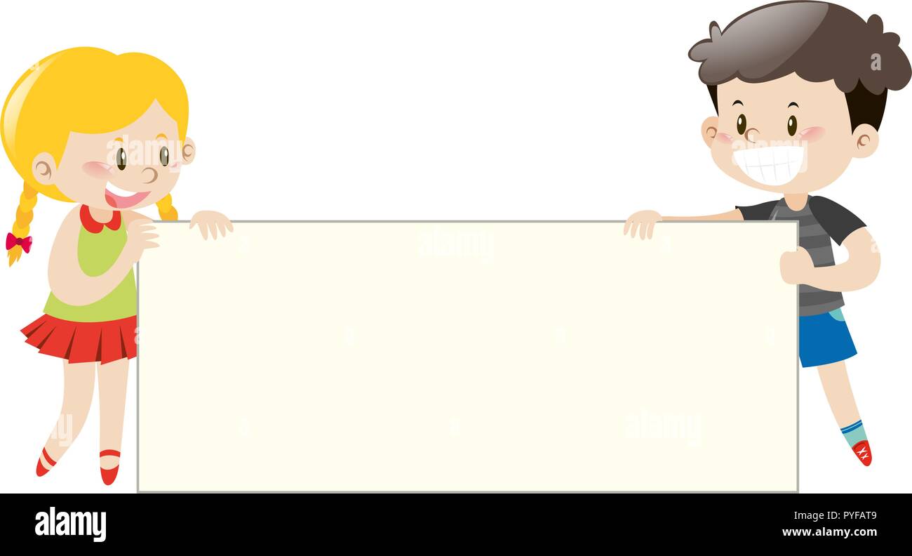 Happy kids holding white board illustration Stock Vector Image & Art ...
