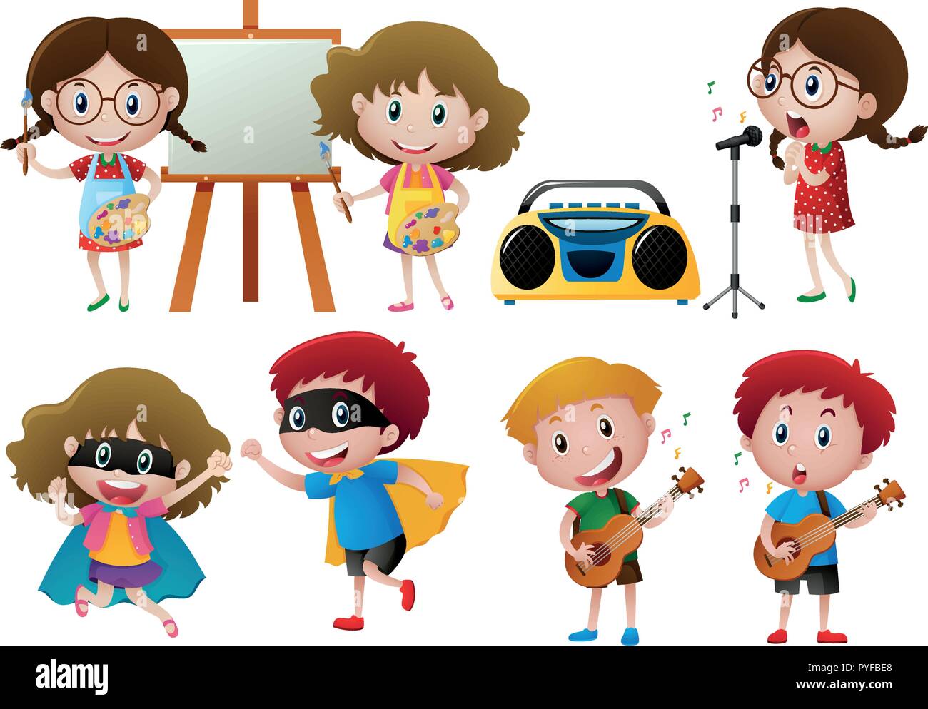 Kids Doing Different Activities Illustration Stock Vector Image And Art