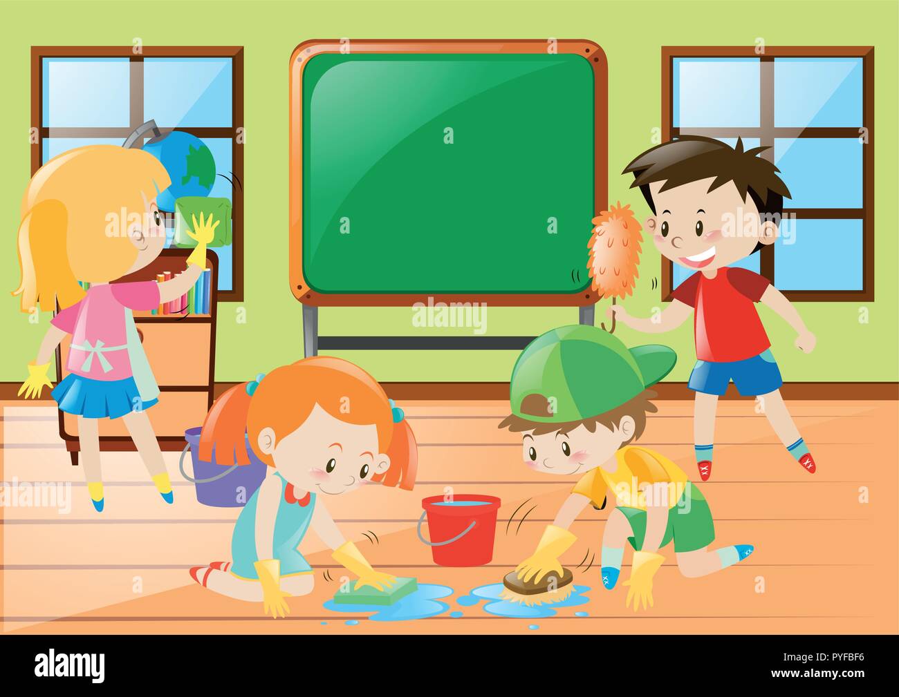 Children Cleaning Classroom Stock Photos Children Cleaning