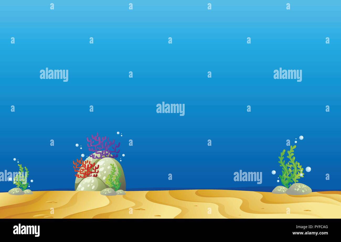 Background template with underwater scene illustration Stock Vector ...