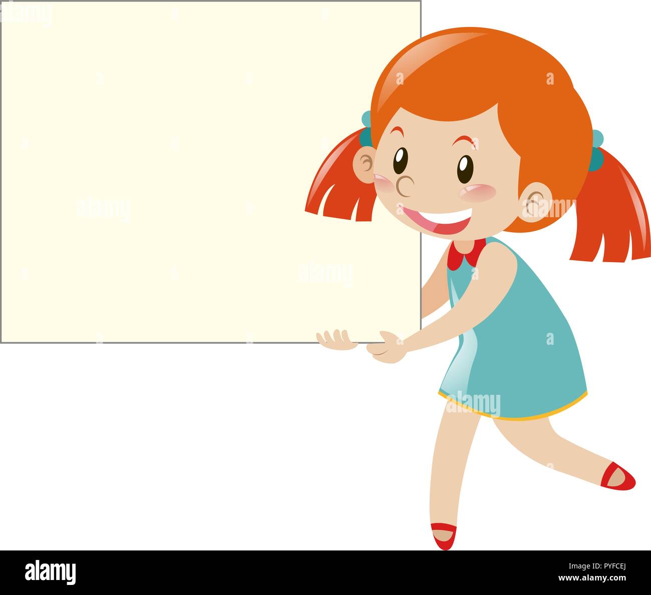 Girl in blue holding blank sign illustration Stock Vector Image & Art ...