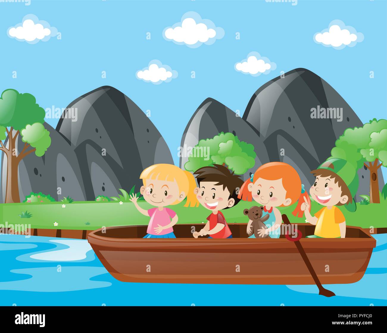 Children rowing Stock Vector Images - Alamy