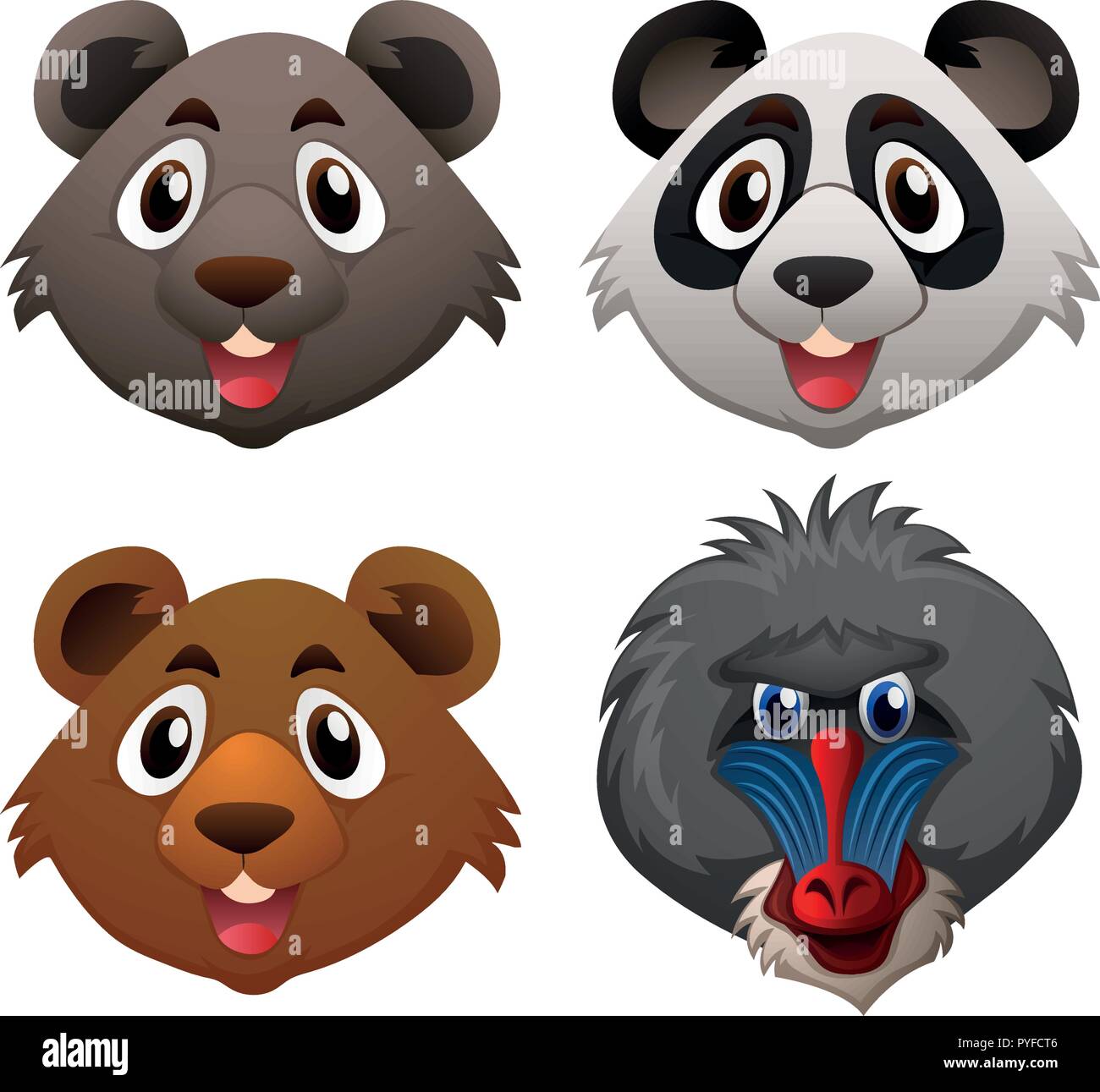 Four faces of wild animals illustration Stock Vector Image & Art - Alamy Four faces of wild animals illustration Stock Vector Image & Art - Alamy
