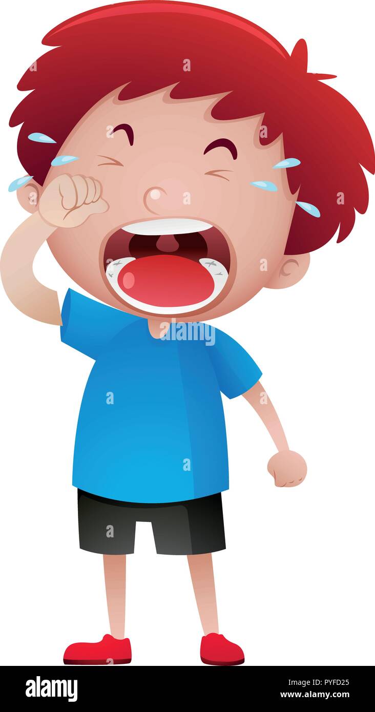 Boy crying with tears illustration Stock Vector Image & Art - Alamy