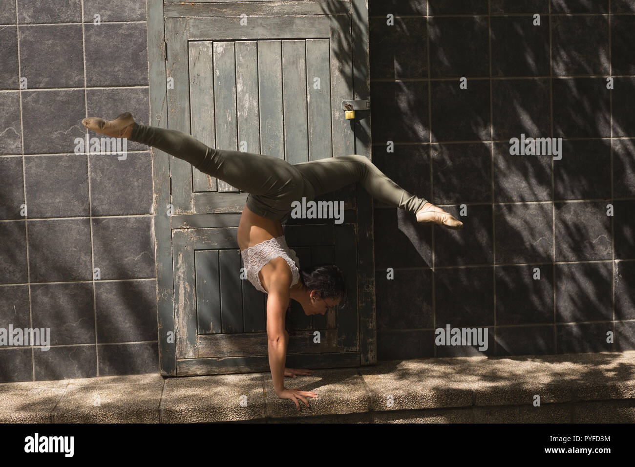 Urban dancer practicing dance in the city Stock Photo