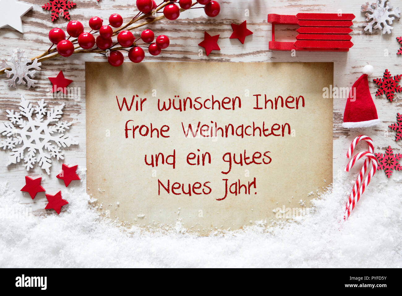 Frohe Weihnachten, Gutes Neues Jahr Means Merry Christmas And Happy New Year Stock Photo