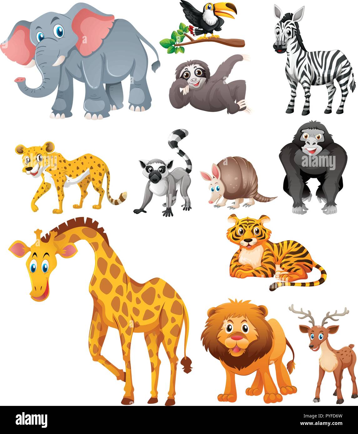 Different types of wild animals illustration Stock Vector Image & Art -  Alamy