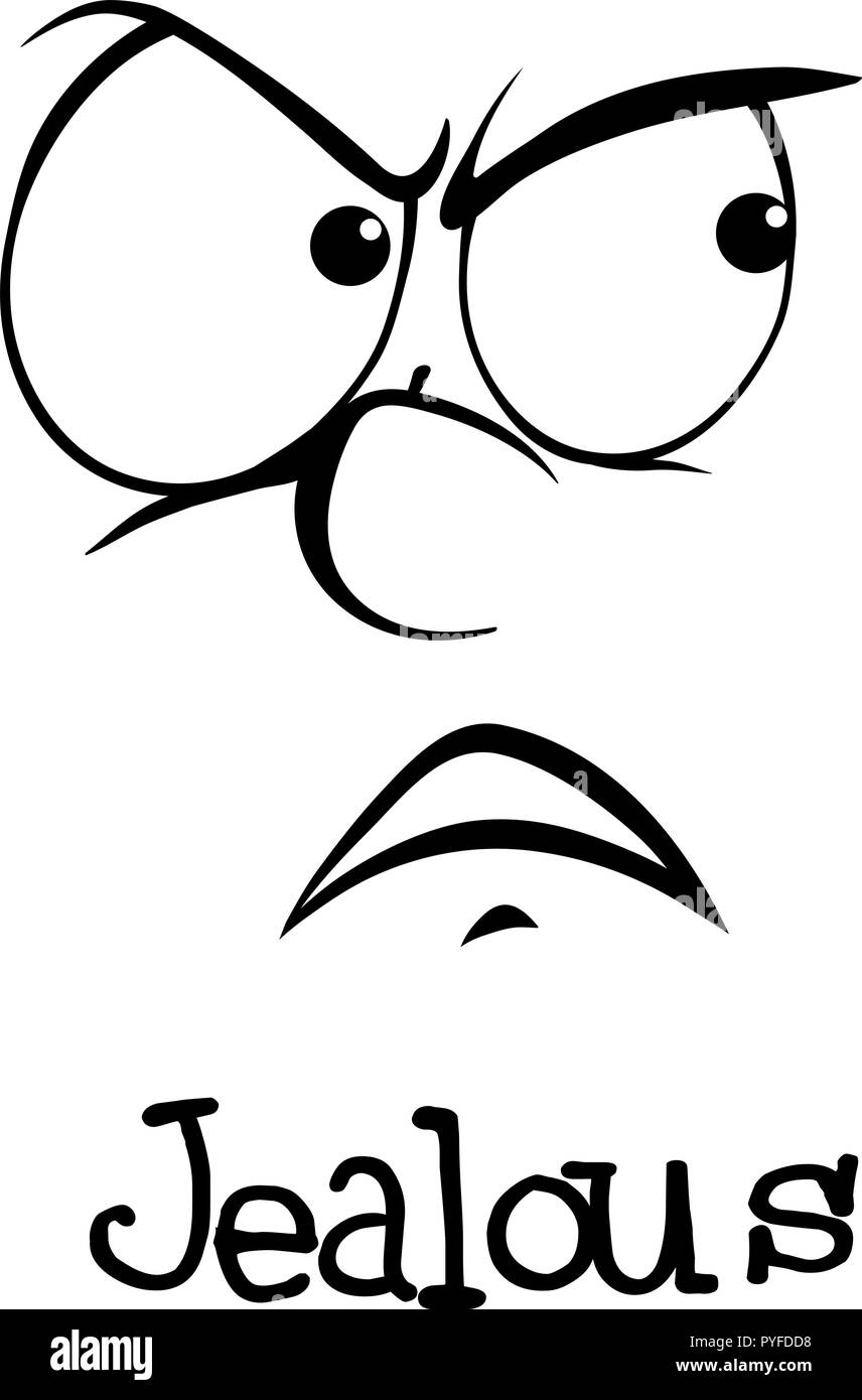 Facial expression with word jealous illustration Stock Vector Image