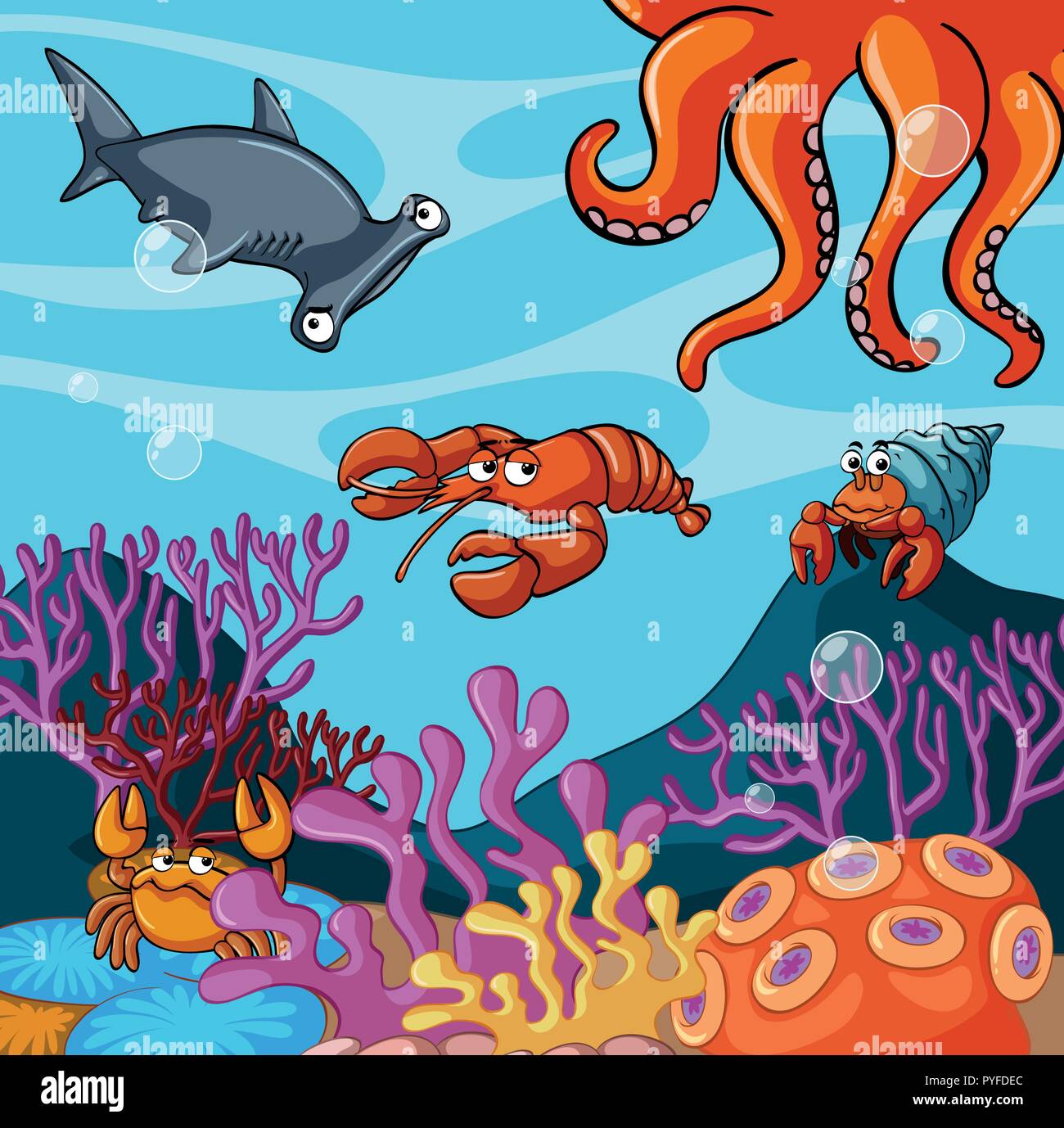 Sea animals under the ocean illustration Stock Vector Image & Art - Alamy