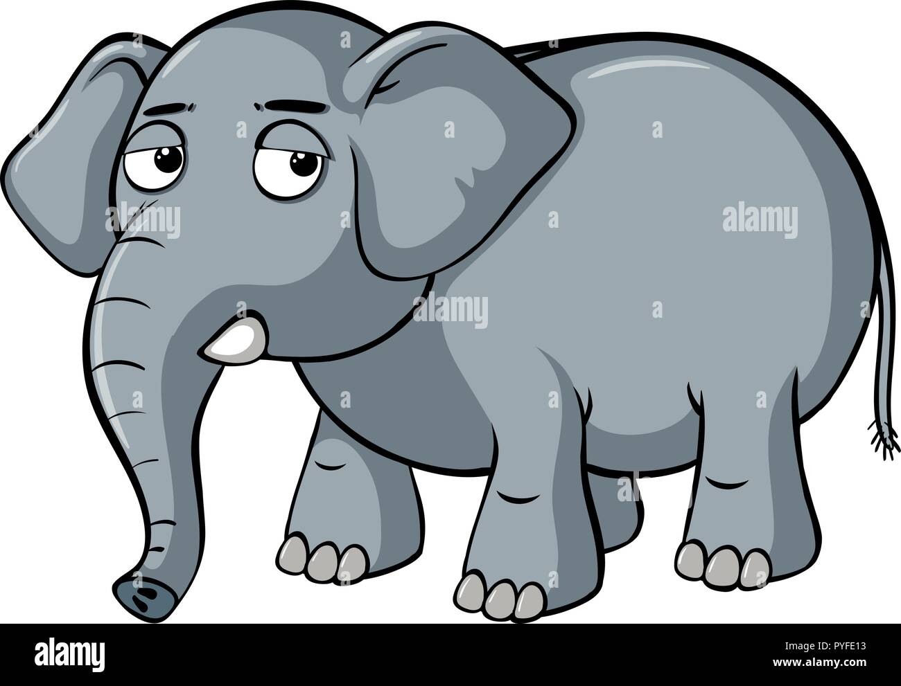 Sad elephant on white background illustration Stock Vector