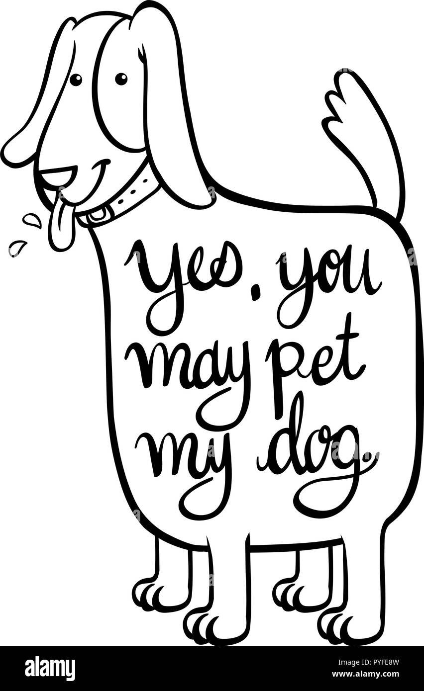 Word expression for yes you may pet my dog illustration Stock Vector