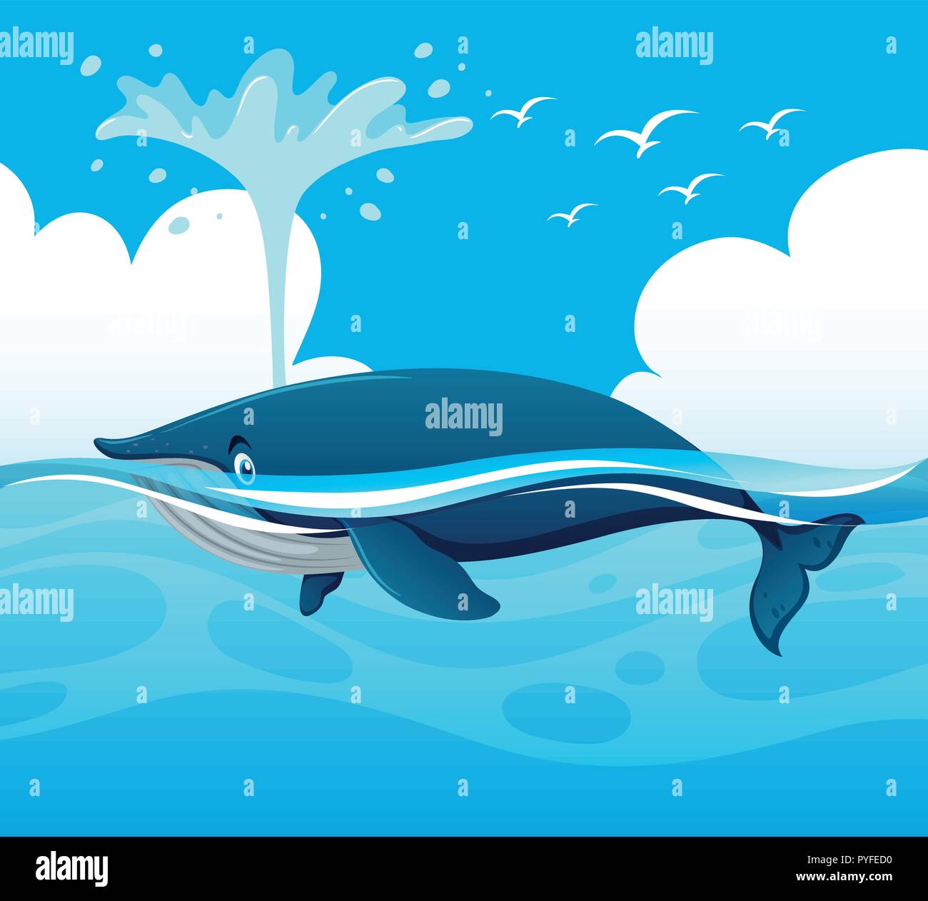 Whale splashing water in the ocean illustration Stock Vector Image ...