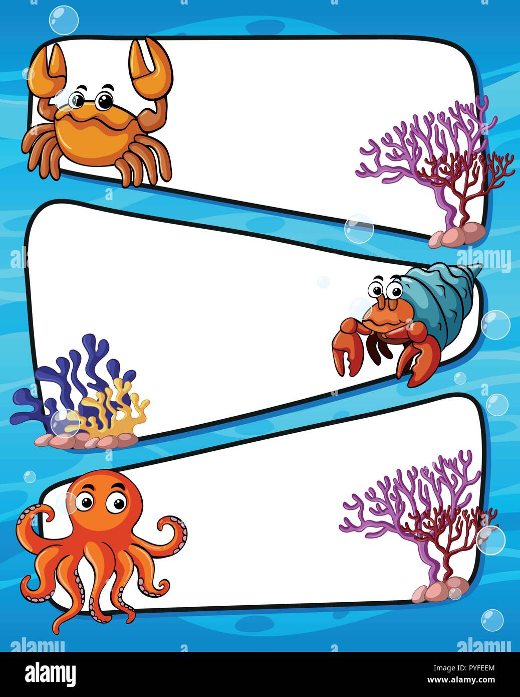 Frame design with sea animals illustration Stock Vector Image & Art - Alamy
