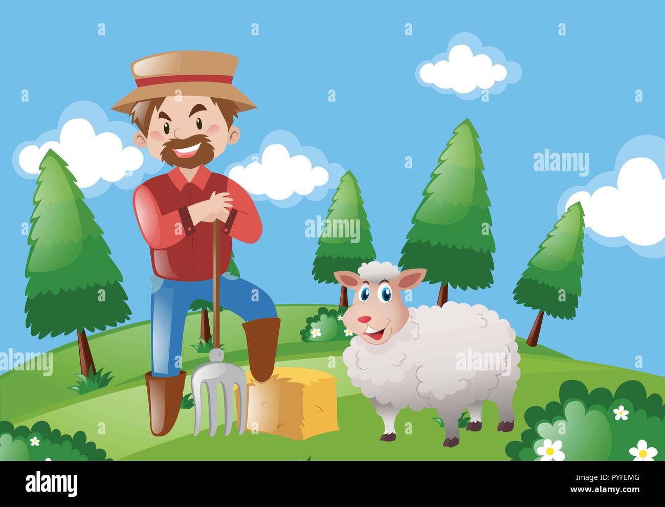 sheep farm clipart