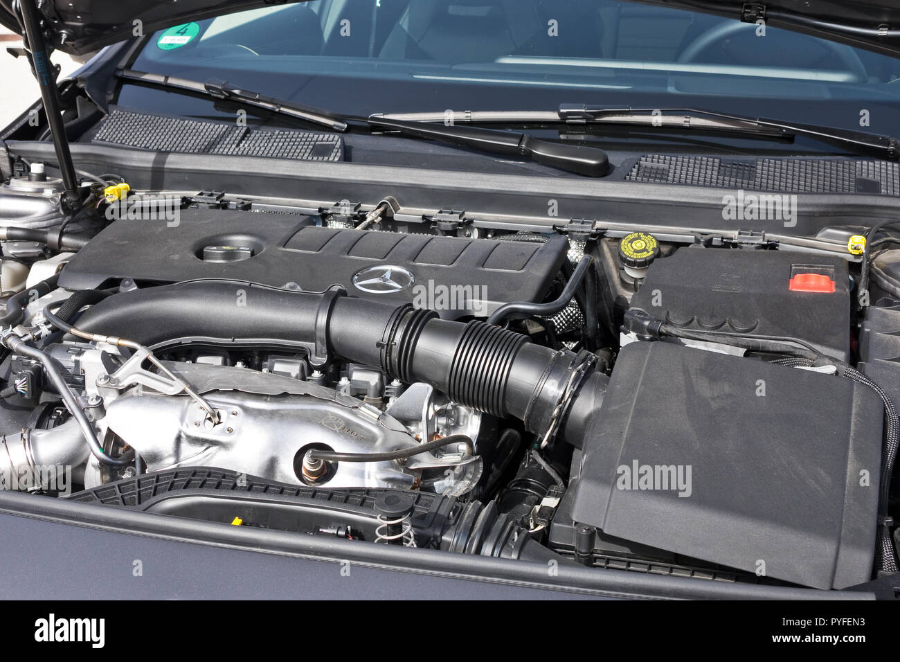 Croatia, Balkans March 2, 2018 : Mercedes-Benz A-Class 2018 Engine March 2 2018 in Croatia. Stock Photo