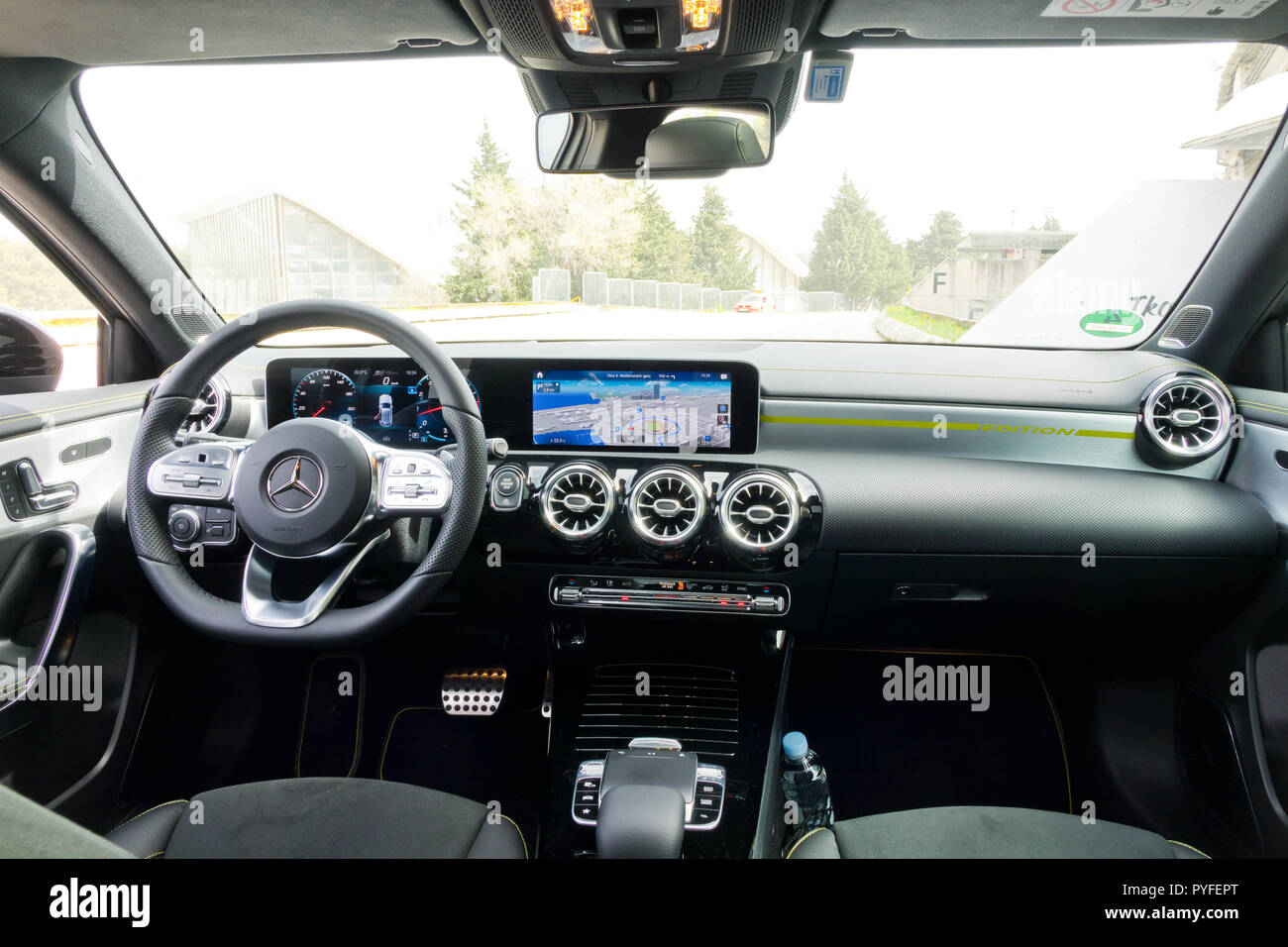 Croatia, Balkans March 2, 2018 : Mercedes-Benz A-Class 2018 Interior March 2 2018 in Croatia. Stock Photo