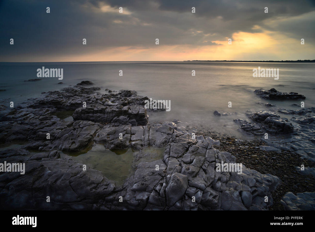 Ogmore by the Sea at sunset, South Wales (2) Stock Photo