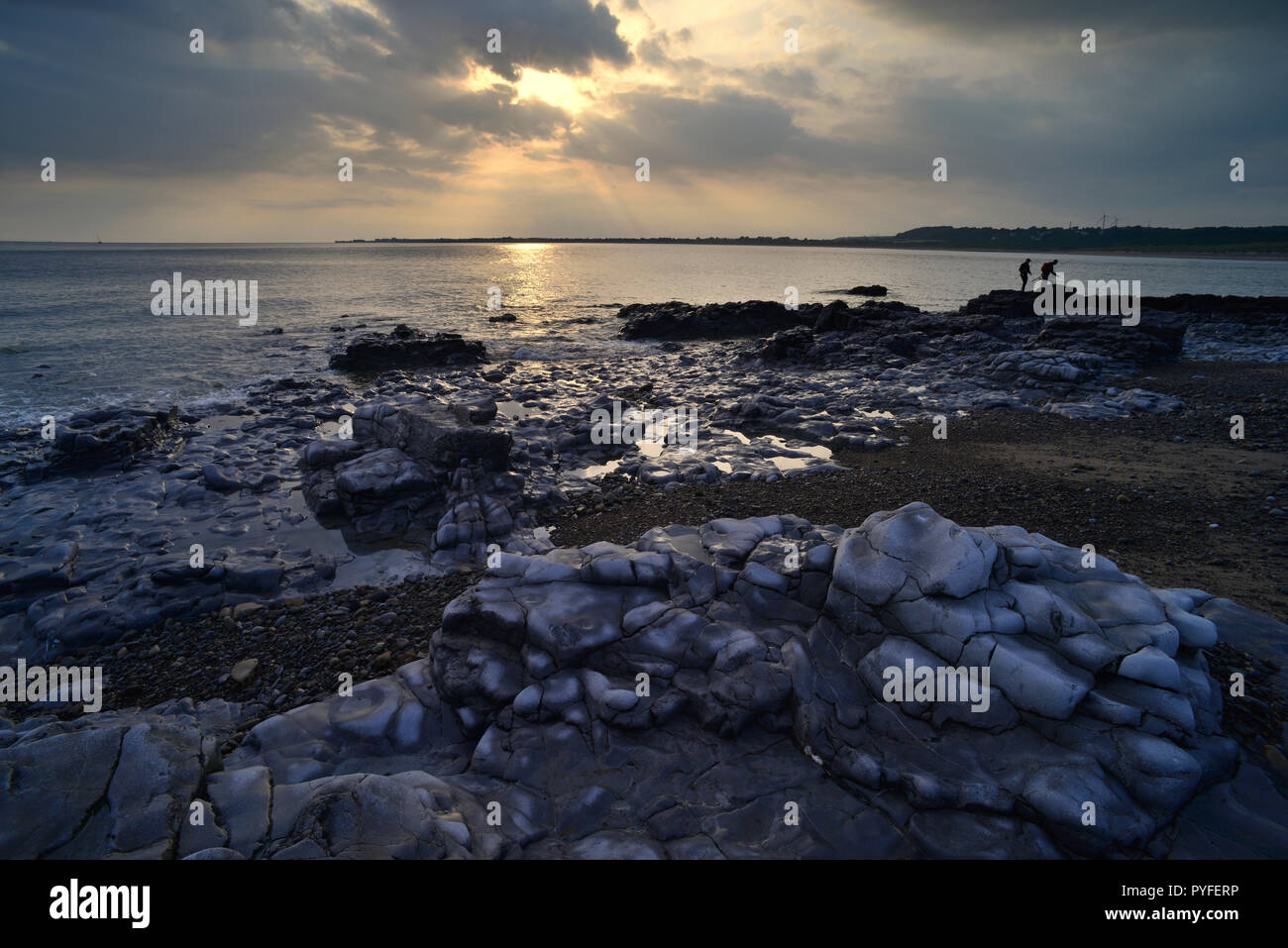 Ogmore by the Sea at sunset, South Wales (4) Stock Photo