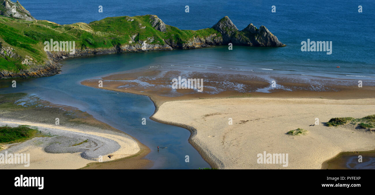 Three Cliffs Bay and beach, The Gower, South Wales (2) Stock Photo