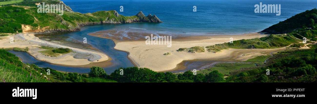 Three Cliffs Bay and beach, The Gower, South Wales (3) Stock Photo