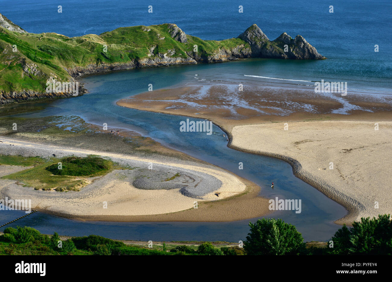 Three Cliffs Bay and beach, The Gower, South Wales (4) Stock Photo