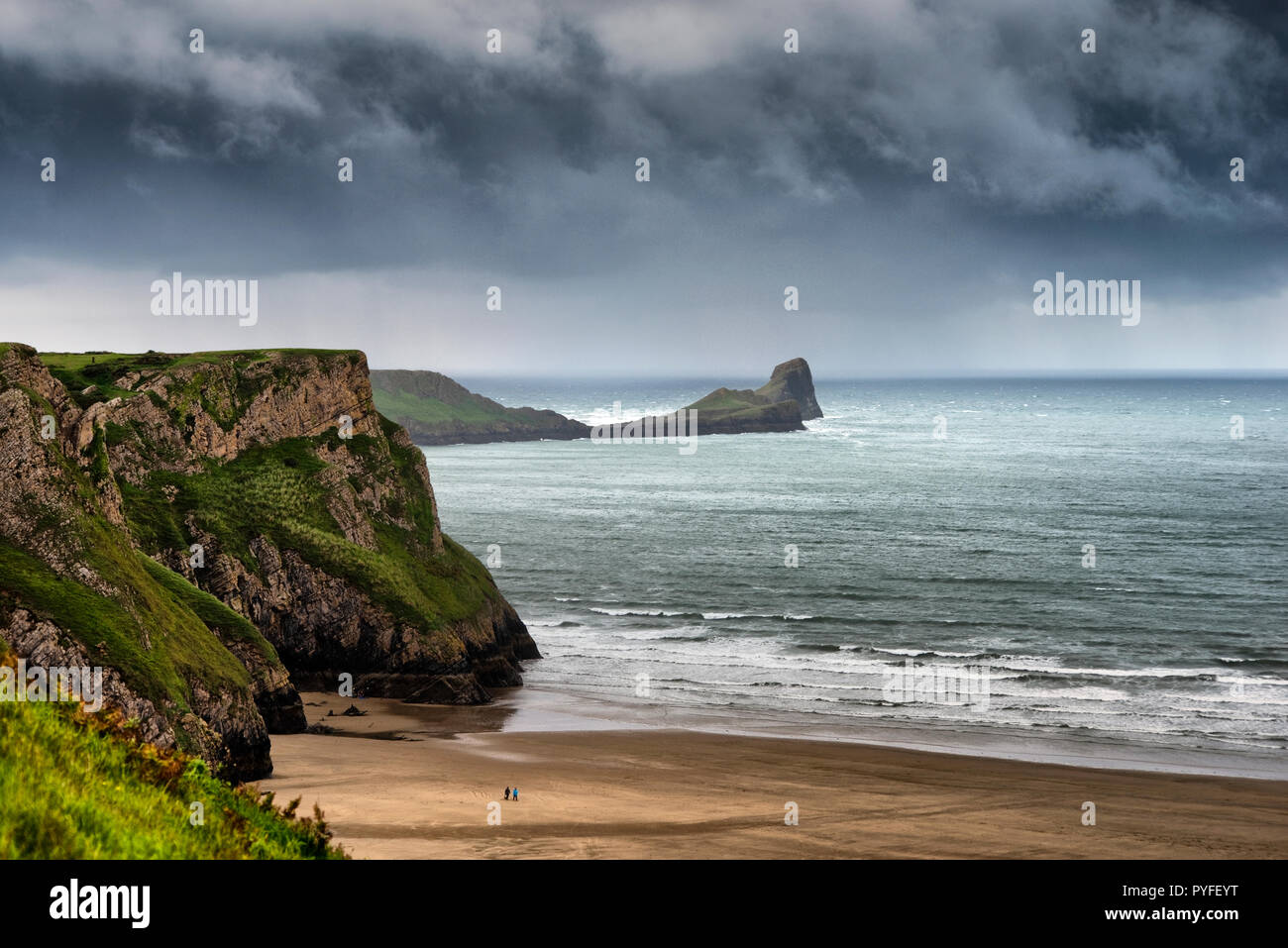 Worms Head, Rhossili Bay, the Gower Peninsula, South Wales (3) Stock Photo