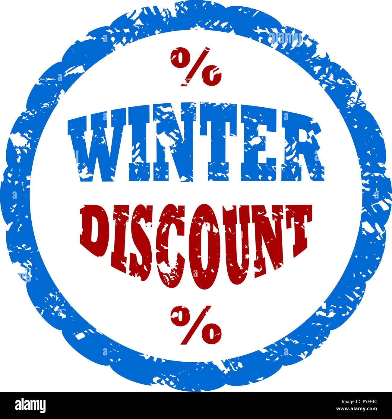 Winter discount rubber stamp for sell-out and clearance. Vector discount and sale, closeout winter stamp season illustration Stock Vector