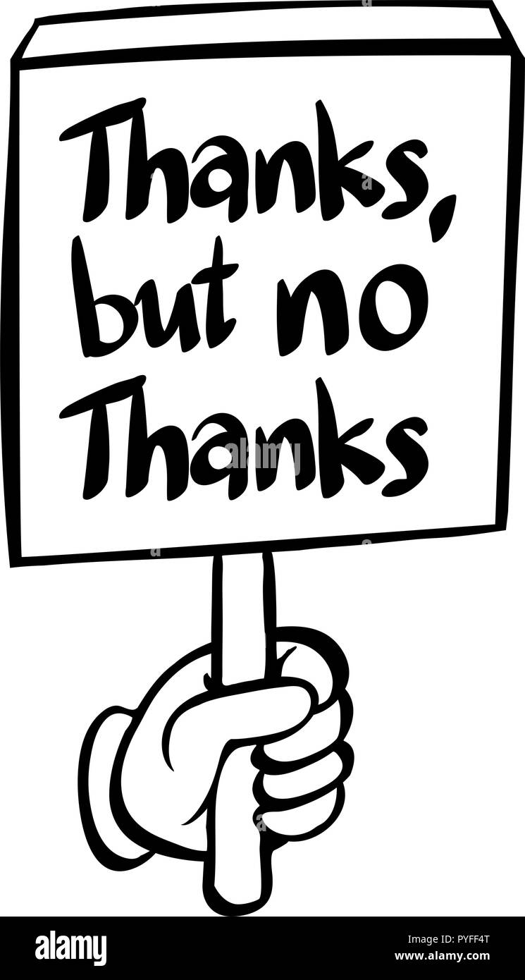 Word expression for thanks but no thanks illustration Stock Vector