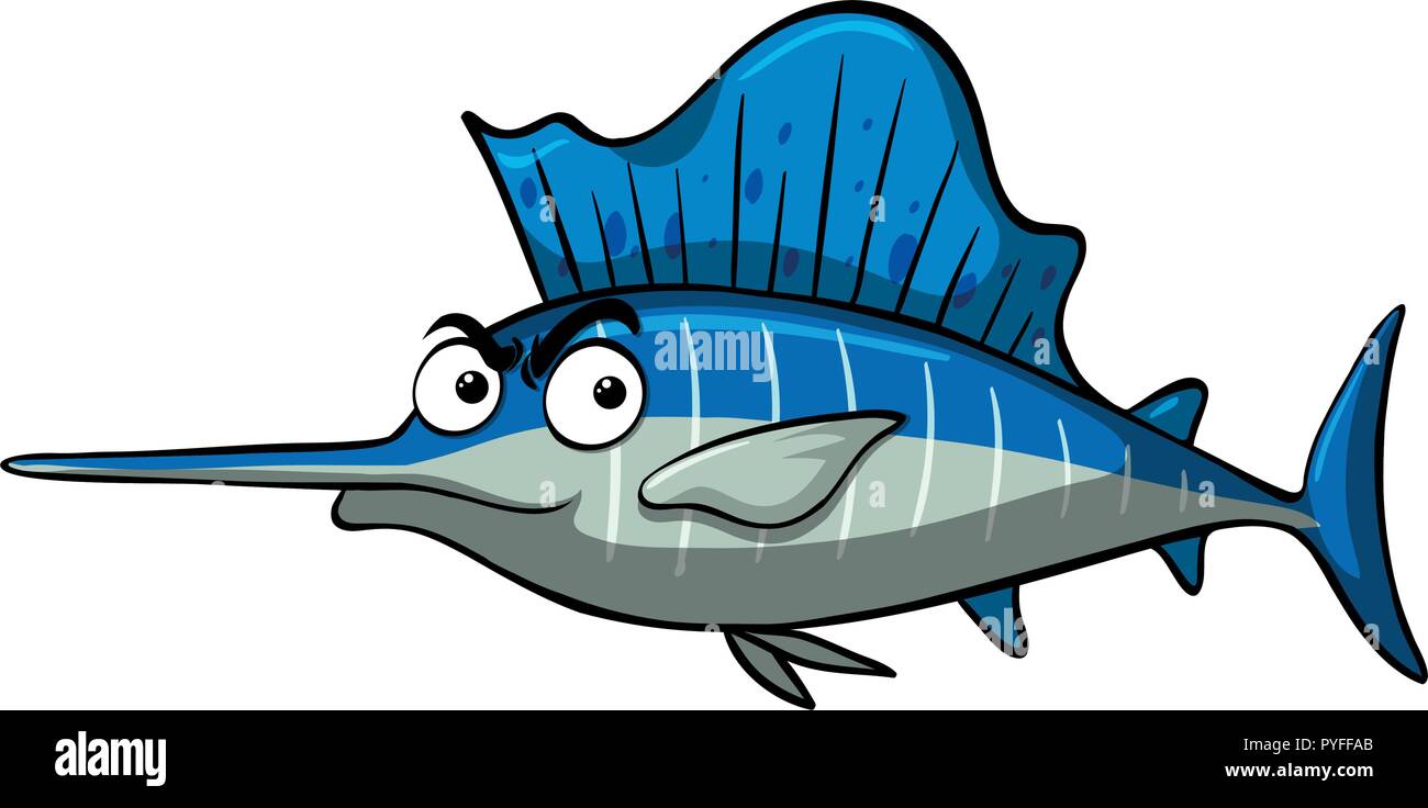 Swordfish on white background illustration Stock Vector