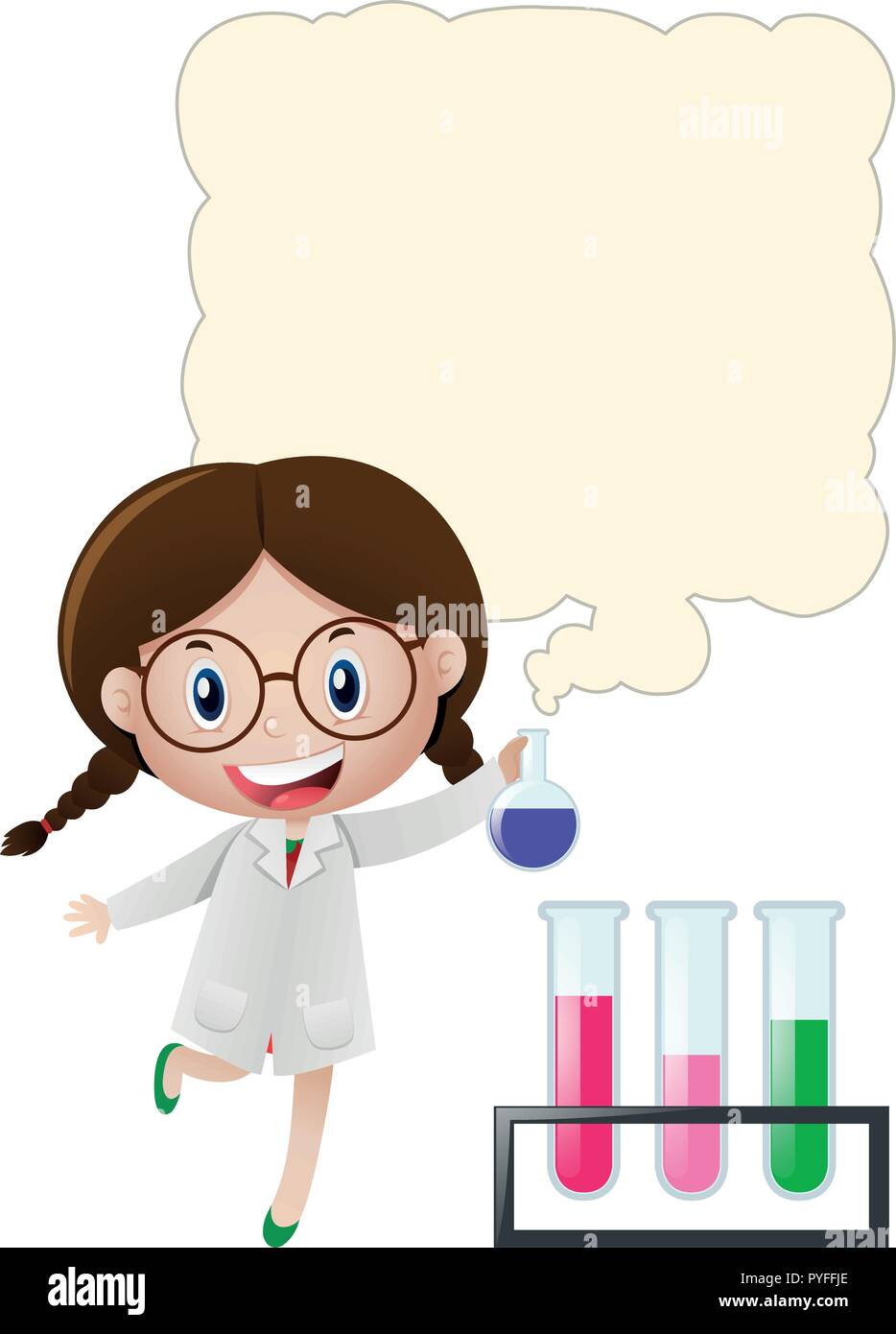 Border template with girl in science lab illustration Stock Vector ...