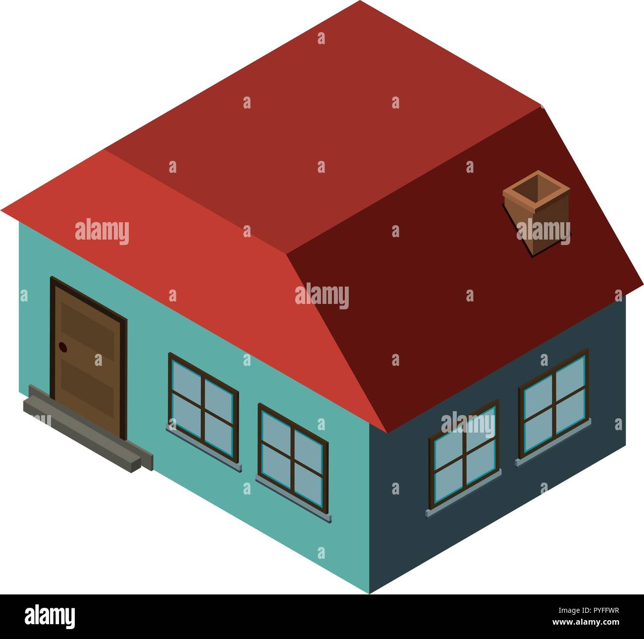 3D design for blue house with red roof illustration Stock Vector Image ...