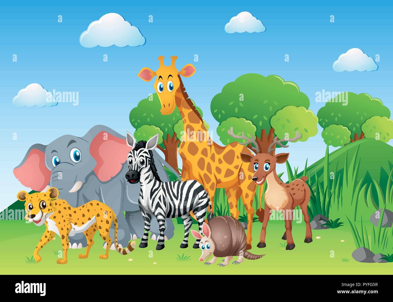 Wild animals in the field illustration Stock Vector Image & Art - Alamy
