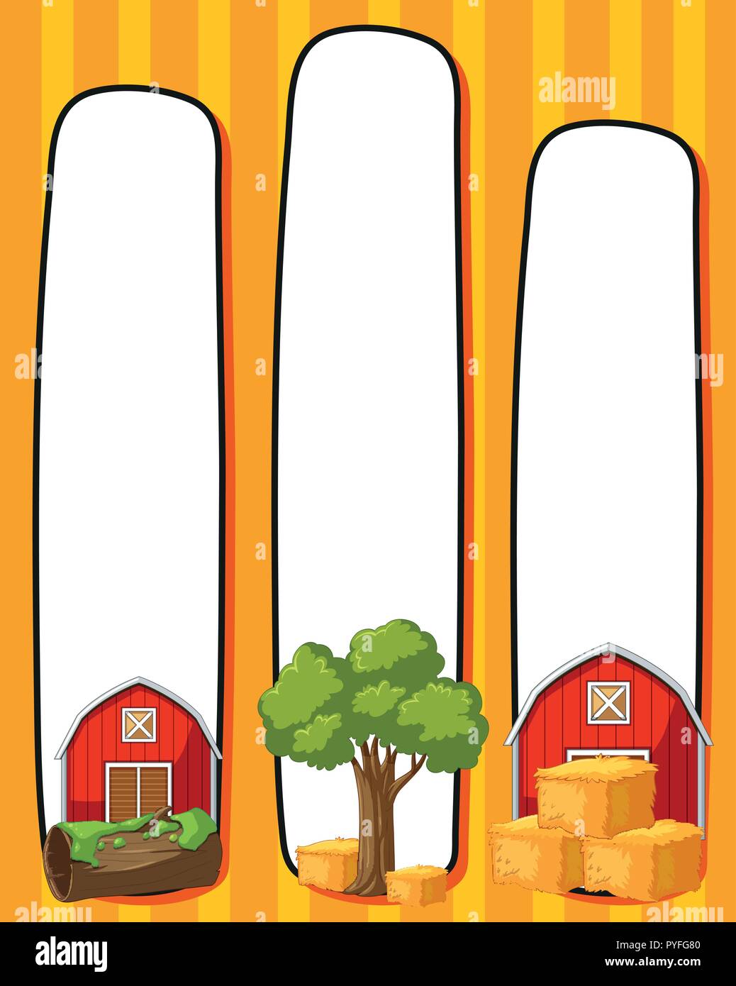 Border template with red barns illustration Stock Vector Image & Art ...