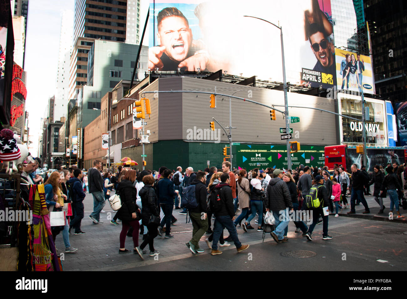 NEW YORK CITY, USA APRIL 2018 Street view in downtown Manhattan in