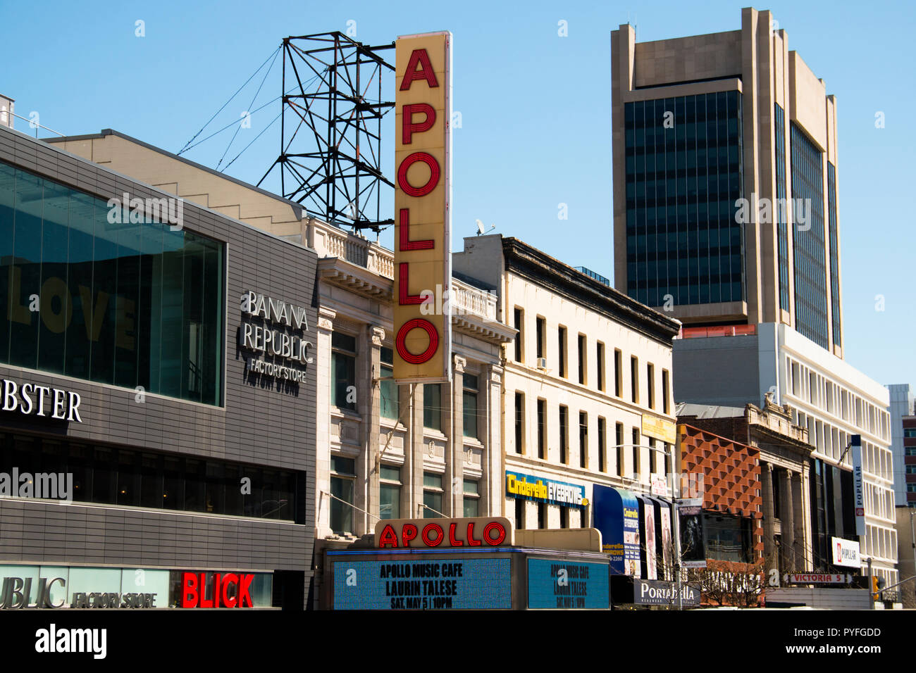 NEW YORK CITY, USA APRIL 2018 Apollo theatre in Harlem in the center