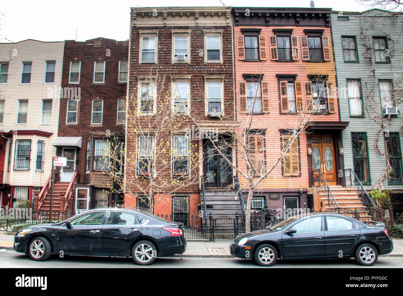 Typical houses in downtown Brooklyn in New York City, USA Stock Photo