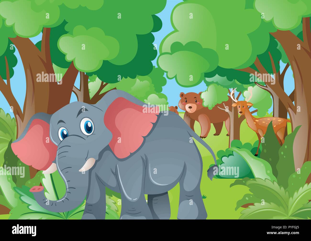Wild animals in the forest illustration Stock Vector Image & Art - Alamy