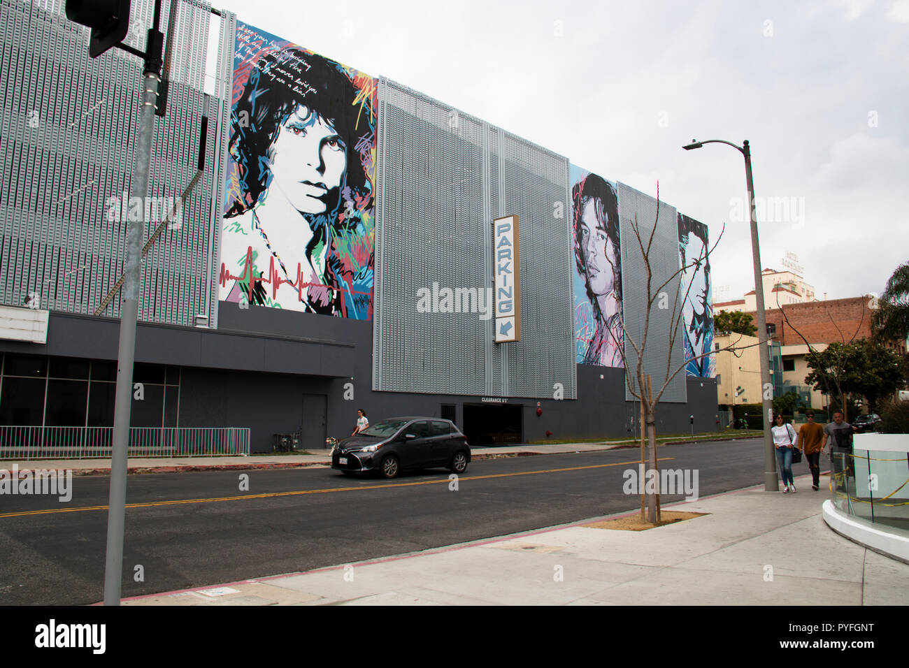 LOS ANGELES, USA – APRIL 2018: Street art near a parking lot in Los Angeles, USA around the corner of Hollywood Boulevard Stock Photo
