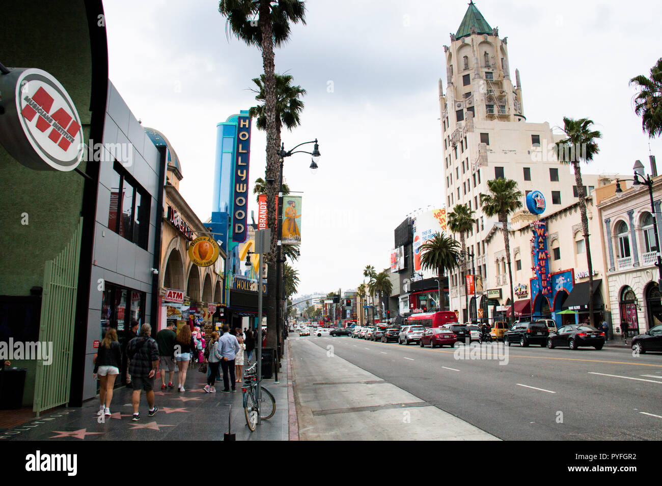 LOS ANGELES, USA – APRIL 2018: Street view on Hollywood Boulevard in downtown Los Angeles, USA Stock Photo