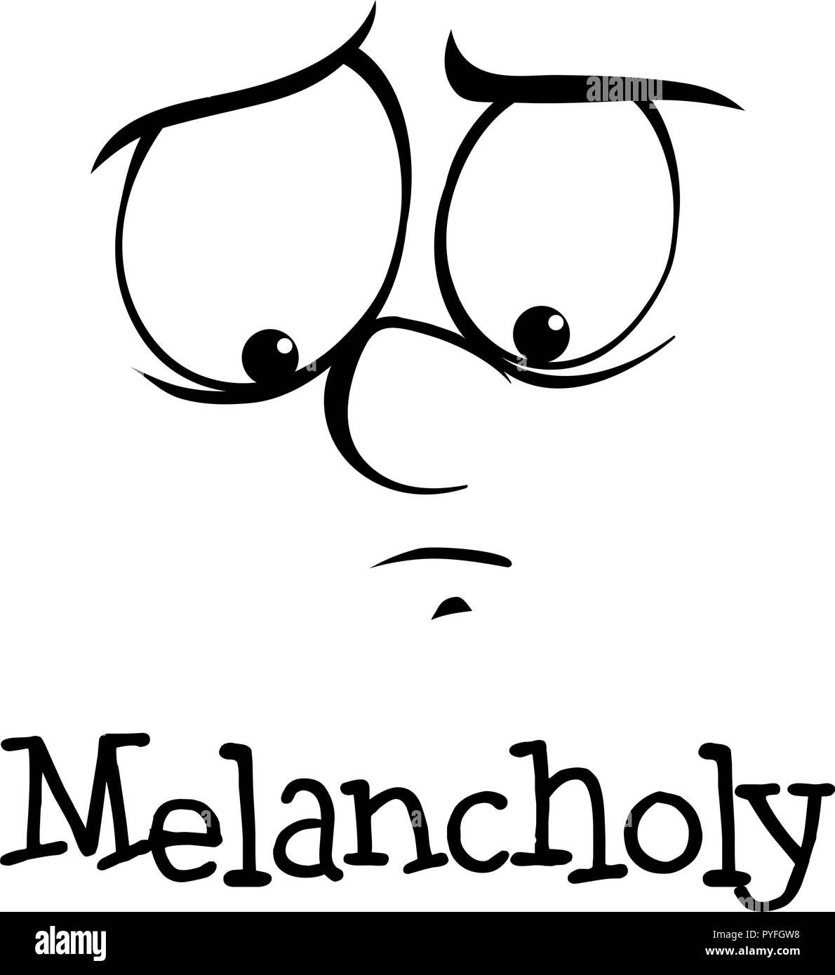 Expression wordcard for melancholy illustration Stock Vector Image