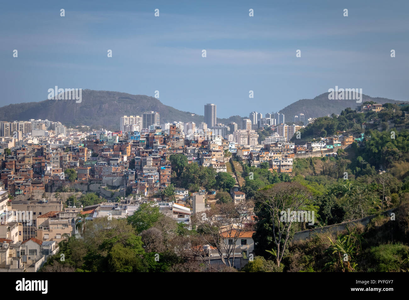 Aerial view of Downtown Rio de Janeiro from Santa Teresa Hill - Rio de Janeiro, Brazil Stock Photo