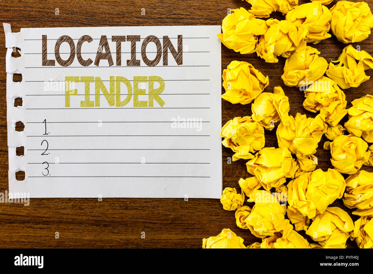 Handwriting text Location Finder. Concept meaning A service featured to find the address of a selected place. Stock Photo