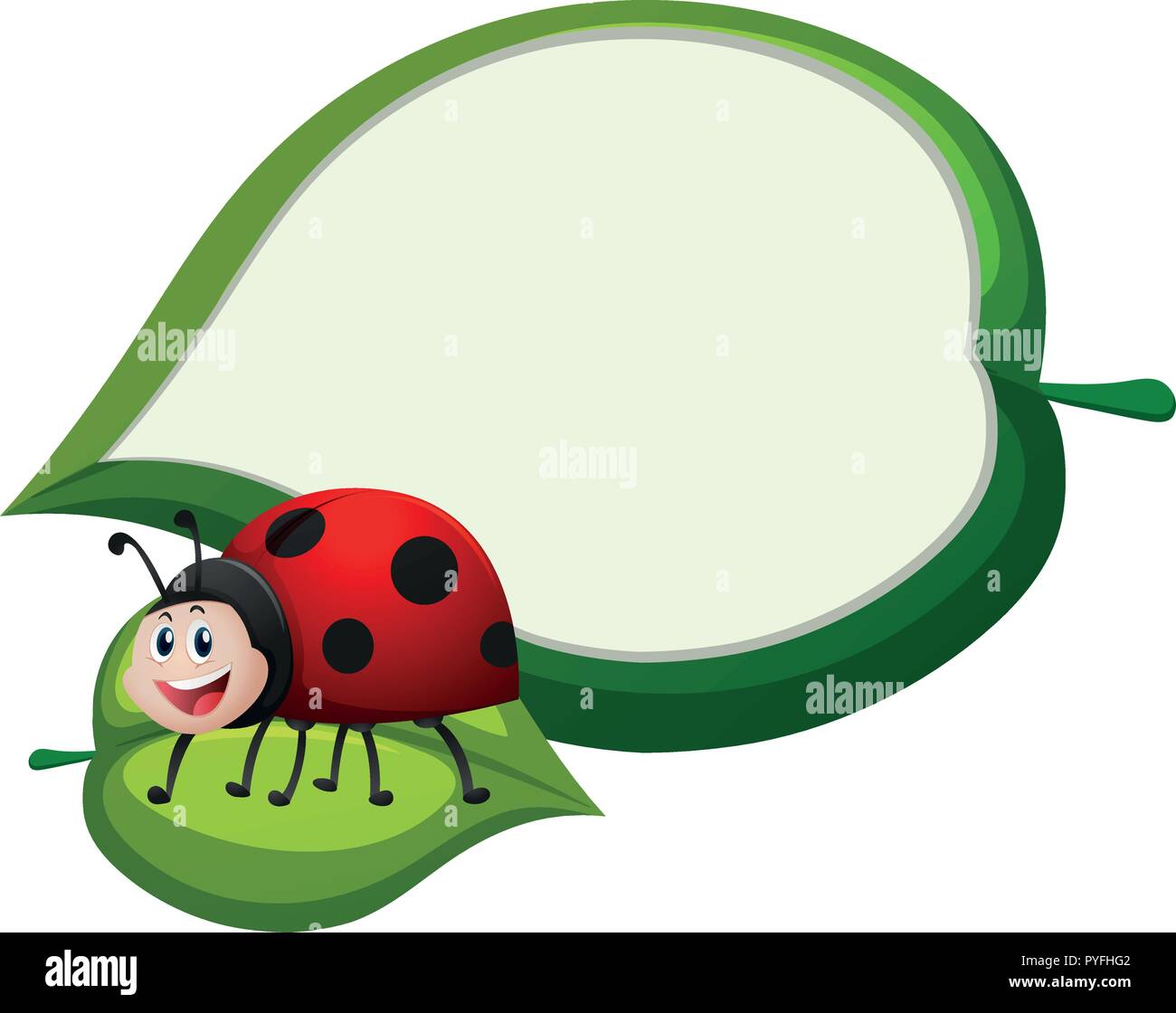 Border template with ladybug on leaf illustration Stock Vector In Blank Ladybug Template