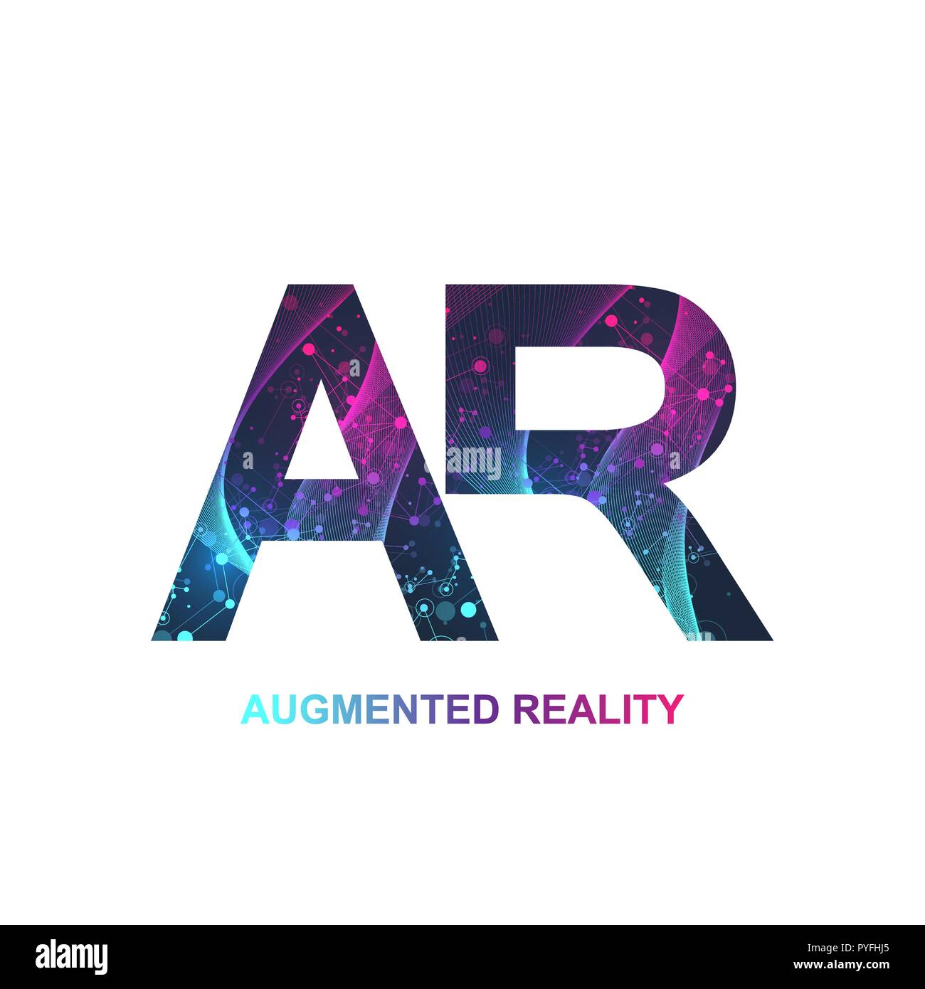 Augmented reality concept banner (AR). Virtual reality and augmented reality logo. Modern technologies sci-fi concept, vector Stock Vector