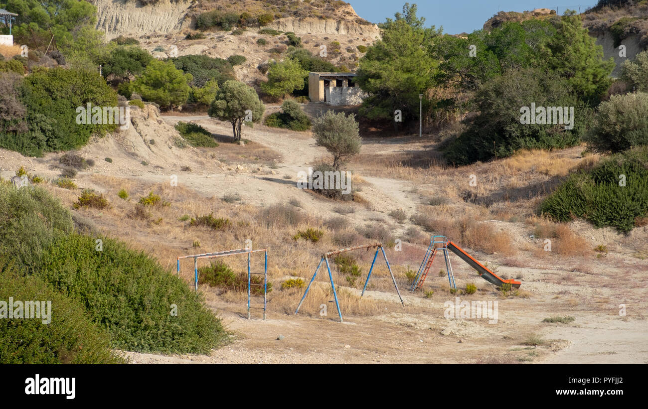 Deserted playground in Rhodes Stock Photo Alamy